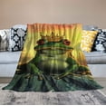 thumbnail image 2 of Nawypu  Animal Soft Flannel Throw Blanket, Frog Prince with Golden Yellow Crown on Rocks Soul Mates Illustration, Cozy Plush for Indoor and Outdoor Use,  Yellow Green, 2 of 6
