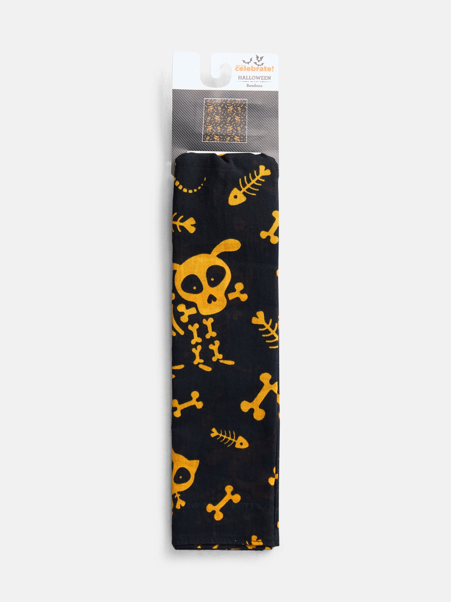 Way To Celebrate Halloween Women's Pet Skeletons Bandana, One Size, Black/Orange