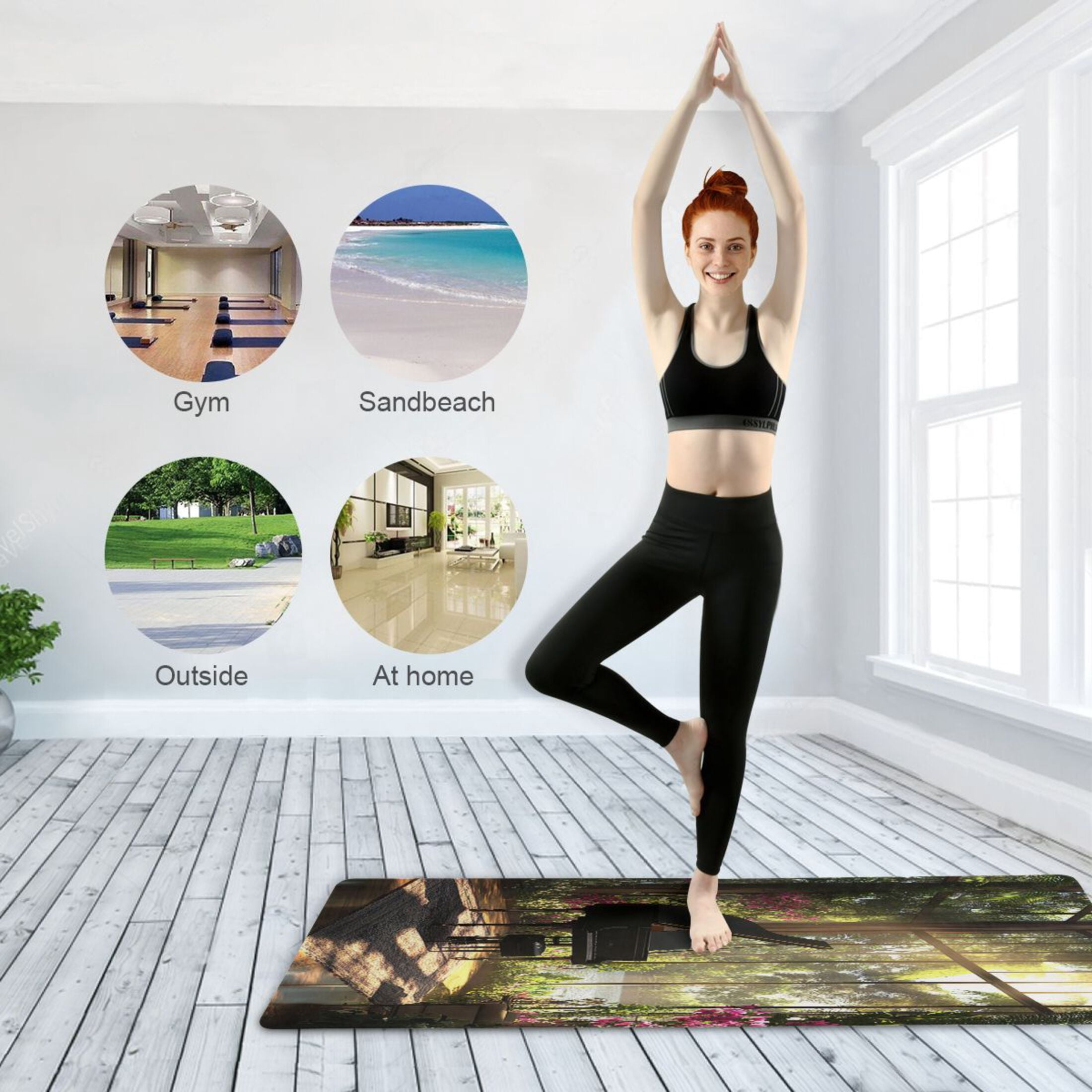 BZSMCE Yoga Mat Women Grand Piano in Sunlit Room Fitness Mat