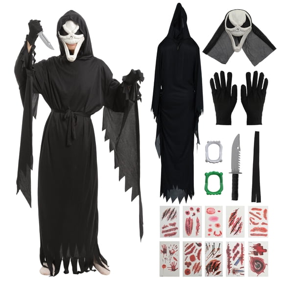 Scream Costume with Jumpsuit Belt Gloves Mask Props Full Set Outfit, Halloween Costume Suits Party Cosplay 3D Style Anime Cosplay Outfit, Funny Halloween Costumes Cosplay for Performance Size:S
