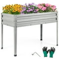 thumbnail image 1 of Gymax 46'' x 24'' x 32'' Galvanized Raised Garden Bed w/ Legs Drainage Holes for Flowers Sliver, 1 of 10