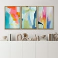 thumbnail image 3 of IDEA4WALL Framed Canvas Print Wall Art Set of 3 Colorful Abstract Prints Minimalist Rainbow Vividness Pastels Modern Wall Art Preppy Room Artwork Boho for Home Decor - Natural 24"x36"x3, 3 of 5