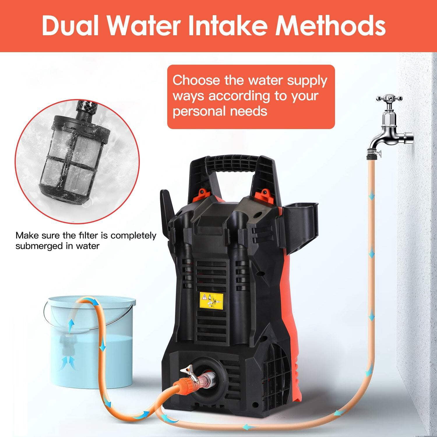 Electric High Pressure Washer 1740 PSI, 2.6 GPM, Car & Surface Cleaner, Adjustable Nozzle, Soap Dispenser, Waterproof
