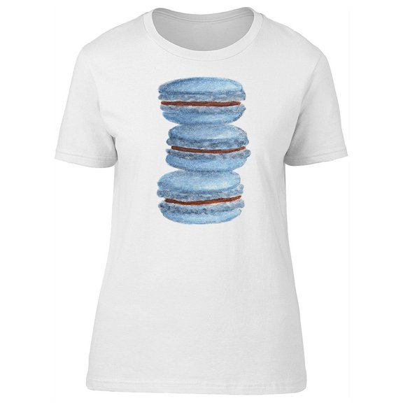 Three Blue Macarrons T-Shirt Women -Image by Shutterstock, Female x-Large