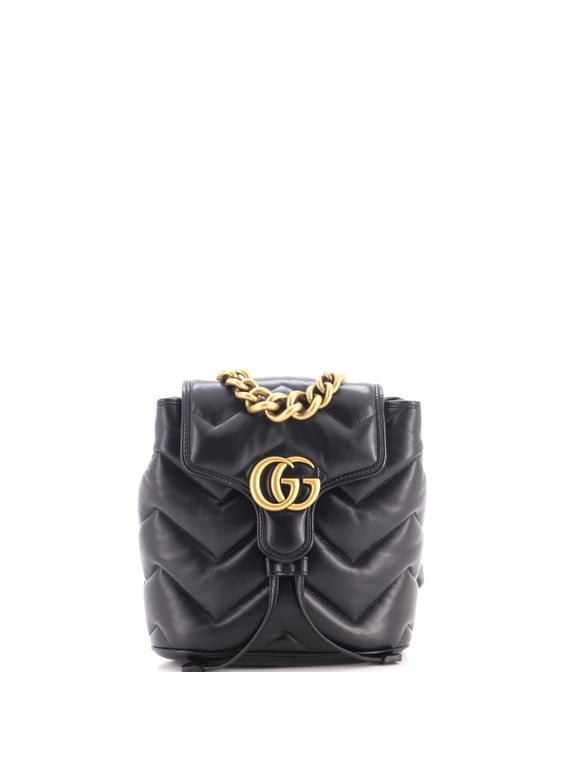 Pre-Owned GG Marmont Flap Backpack Matelasse Leather Mini By Rebag