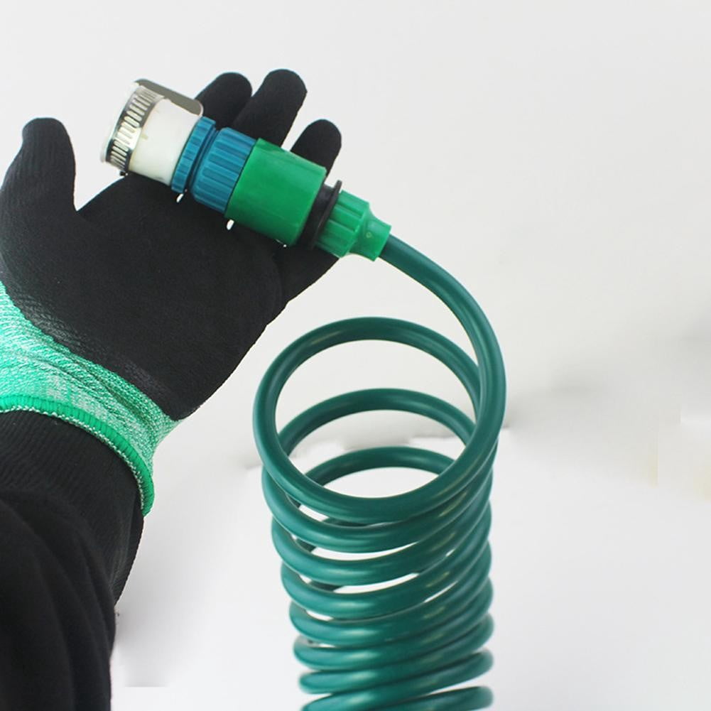 1Pc 5/10/15M Retractable Coil Water Hose Flexible Plastic Water Pipe Thread Tap Quick Connector For Garden Watering Car Washing 5M Smile Home