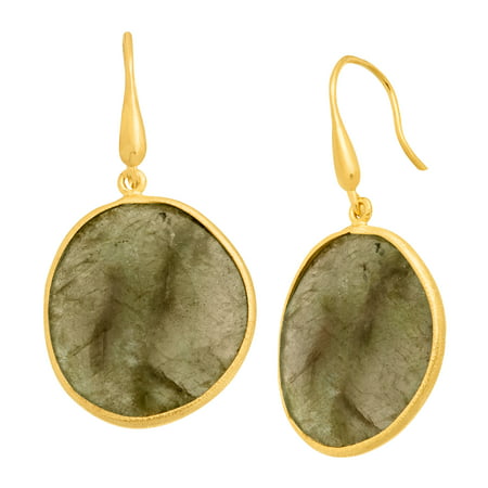 Piara 28 ct Natural Labradorite Drop Earrings in 18kt Gold-Plated Sterling Silver