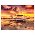 thumbnail image 2 of Beautiful Boat under Yellow Sky - Modern Seashore Canvas Art, 2 of 3