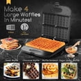 thumbnail image 2 of Máquina para hacer waffles, waflera antiadherente de 4 rebanadas, waflera cuadrada de 1400 W con luces indicadoras para papas fritas, bocadillos, desayuno y almuerzo, fácil de limpiar, sin PFOA, con, 2 of 8