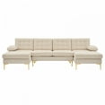thumbnail image 5 of 110" Button Tufted Sectional Sofa,4-Seater Modular U-Shape Sofa Couch,Linen Fabric Upholstered Sofa with Double Chaises & Metal Legs,for Living Room,Office,Apartment,Beige, 5 of 8