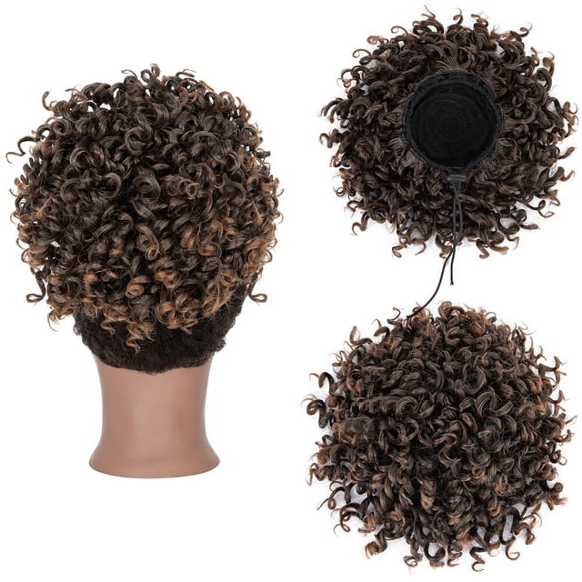 Messy Curly Bun Hair Piece Large Updo Drawstring Hair Buns Synthetic Curly Ponytail Extension