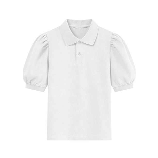 Odeerbi Camisas de Golf Para Niñas Peter Pan Collar Puff Camisas de Tenis de Manga Corta Uniforme Escolar