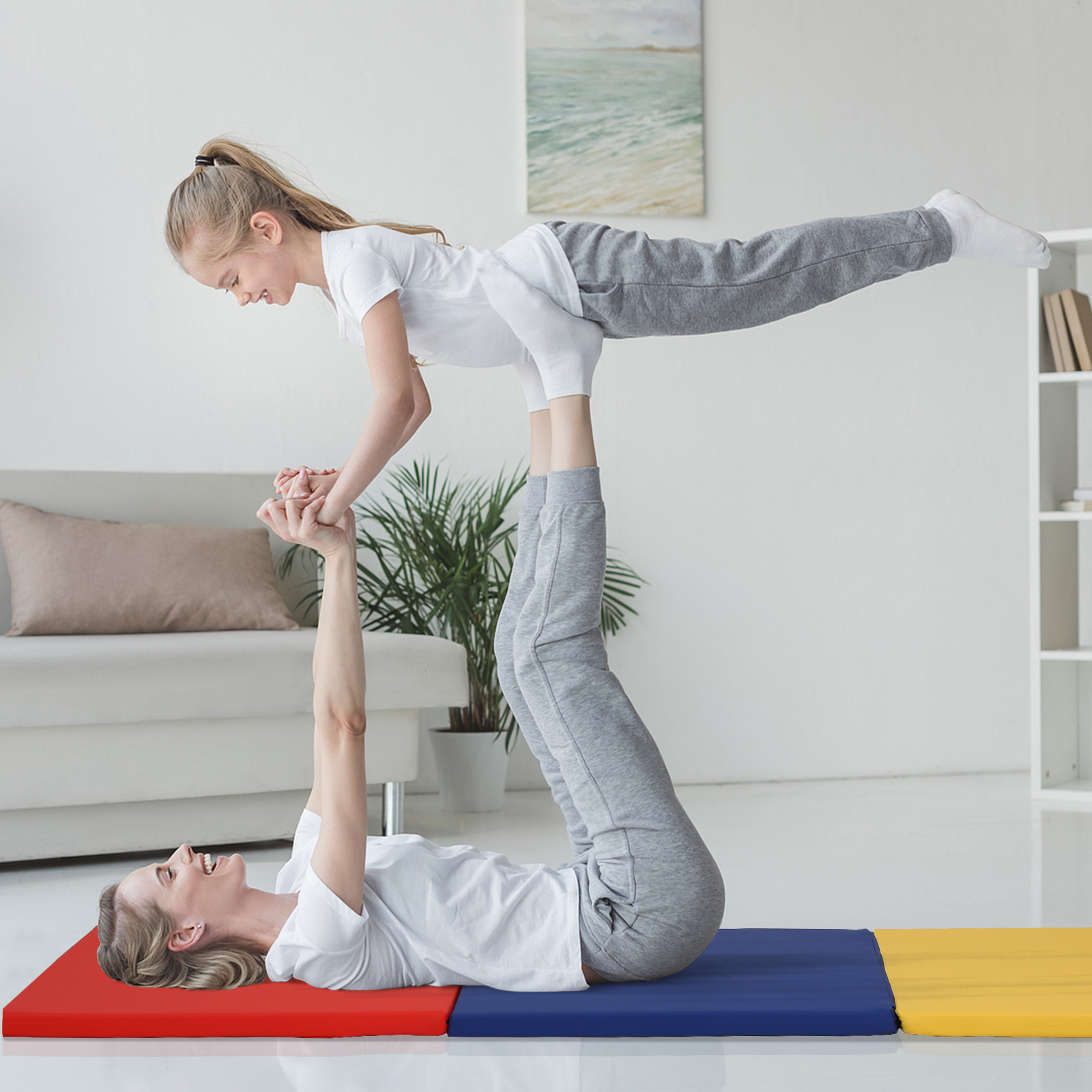 CL.HPAHKL Folding Gymnastics Mat 2'x6'x2'' Portable Lightweight Tumbling Mat for Kids Adults Yoga Home Gym Fitness, CM