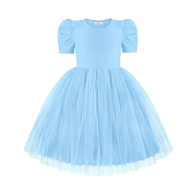Vestido Arshiner para niñas pequeñas, tutú, tul, azul, verano, 4T