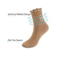 thumbnail image 4 of Spencer 2 Pairs Womens Socks Ruffle Turn-Cuff Comfort Crew Socks Cotton Cushioned Ankle Socks for Women, Khaki, 4 of 9