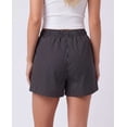 thumbnail image 4 of Real Essentials 3 Pack: Women's Woven Lounge Boxer Shorts Casual Sleep Comfy Elastic Waist Loose Fit PJ Bottoms with Pockets, 4 of 7