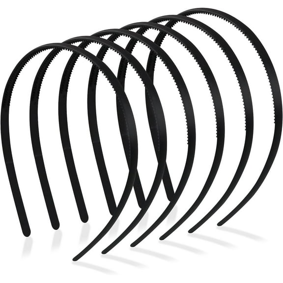6 Pack Plastic Headband, 8mm Teeth Comb Headband, Black Non-slip Hair Hoop, Unisex Sport Fashion Hair Band Accessories for Women and Men