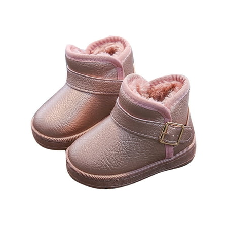 

Zodanni Toddler Boots for Girls Kids Non-Slip Warm Lined Snow Boot School Winter Boots Casual Ankle Booties Pink-1 1Y