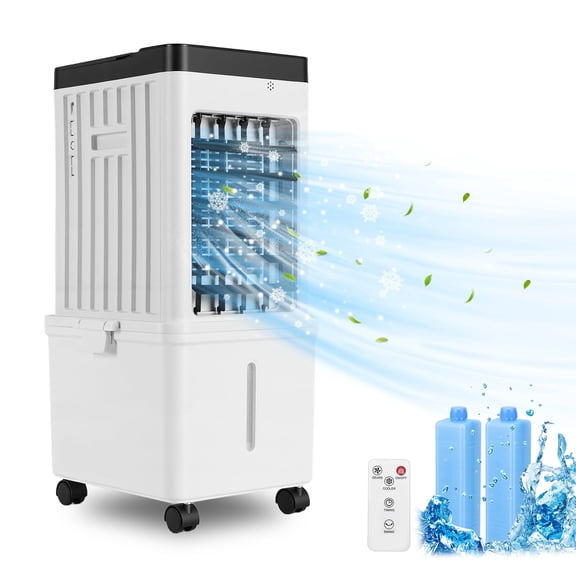 3-in-1 Evaporative Air Cooler Portable Air Cooling Oscillation Fan with Remote Control for Home,White