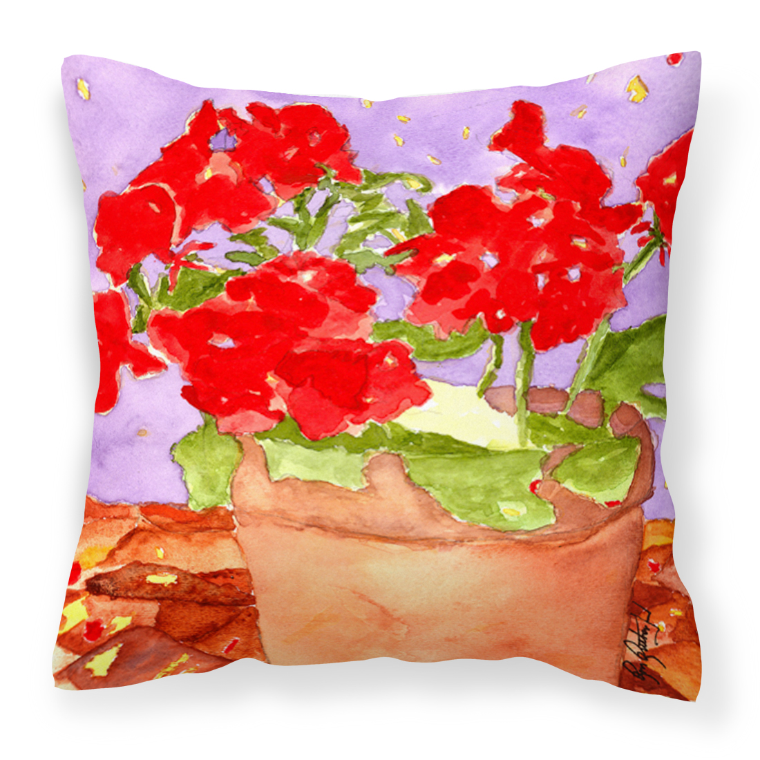 Flower Geranium Fabric Decorative Pillow