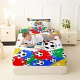 thumbnail image 4 of Castle Fairy Colorful Soccer Letter M Twin Sheets 3pcs, Stars Print Bedding, Yellow Red Blue Green,1 Fitted Sheet, 1 Flat Sheet and 1 Pillowcase, 4 of 6