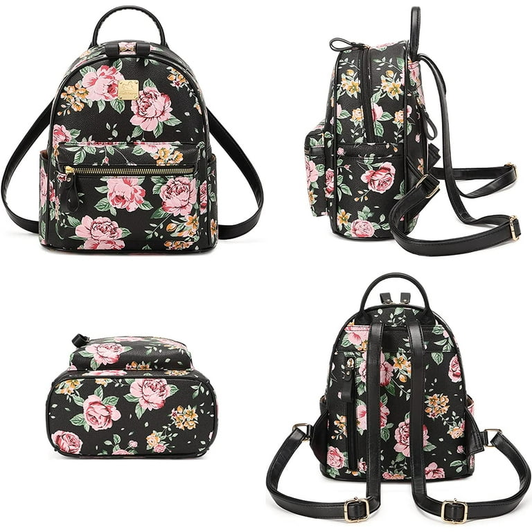 Mini Printed Backpack For Women, Faux Leather Purse With