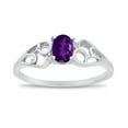 thumbnail image 1 of 10k White Gold Oval Amethyst And Diamond Ring, 1 of 6
