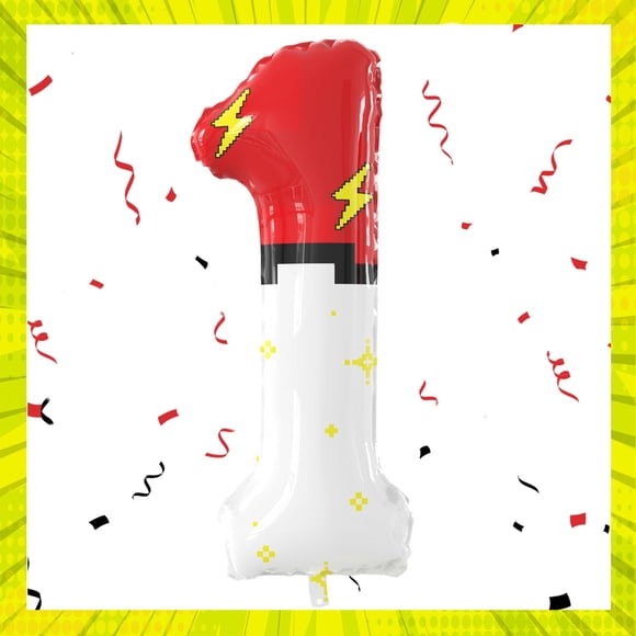 Globos con números JUANBUDONG, 40 cm, diseño rojo y blanco de dibujos animados