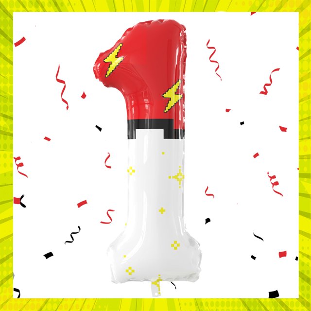Globos con números JUANBUDONG, 40 cm, diseño rojo y blanco de dibujos animados