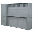 thumbnail image 6 of Full Size Murphy Bed with Closet and Drawers, Wall Bed with Built-in Top Shelf, Can Be Folded Into A Cabinet, for Guest Room Small Room, Space Saving & No Box Spring Needed, Gray, 6 of 8