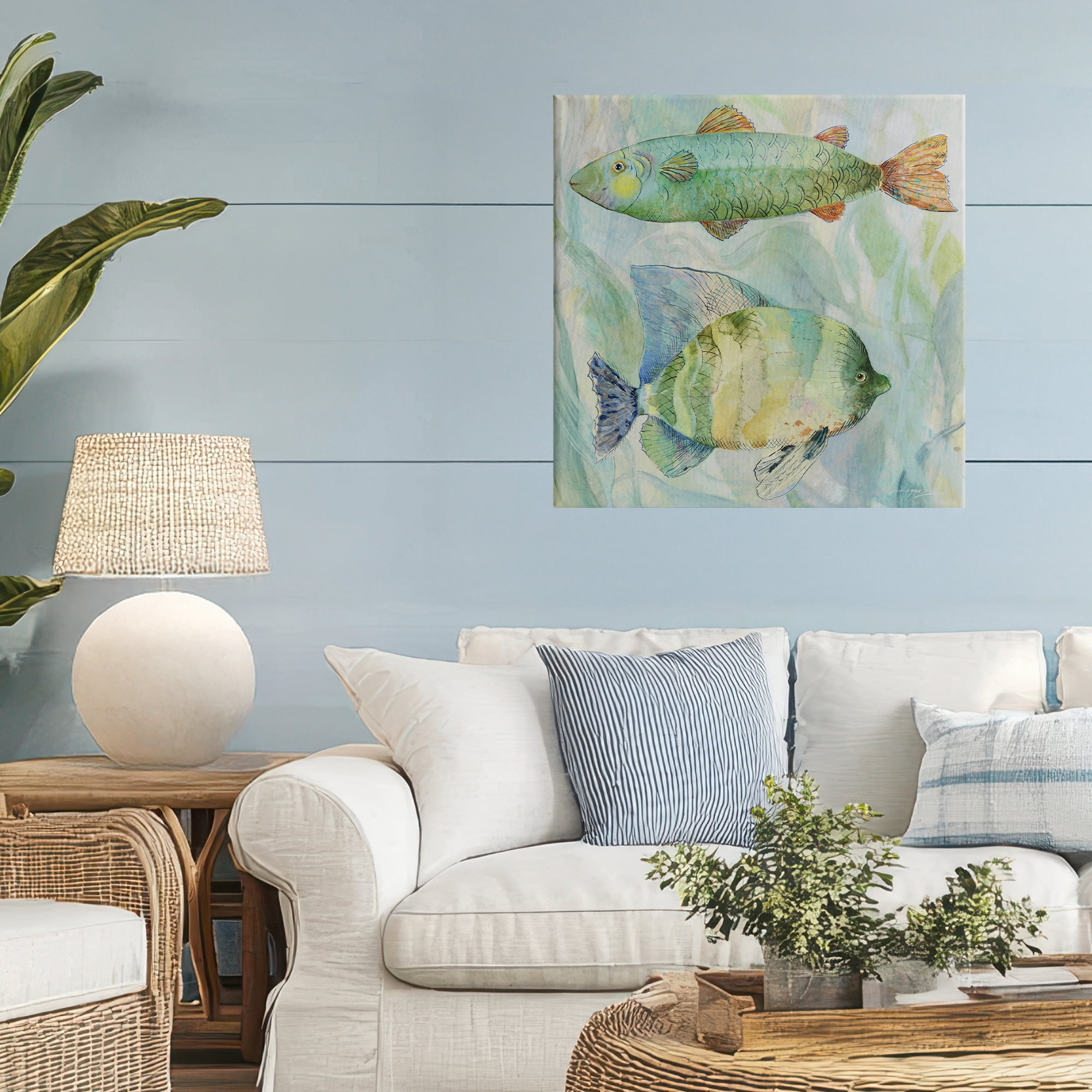 Stupell Industries Sweet Fish Duo Watercolor Canvas Wall Art, design by Lorenzo Collective