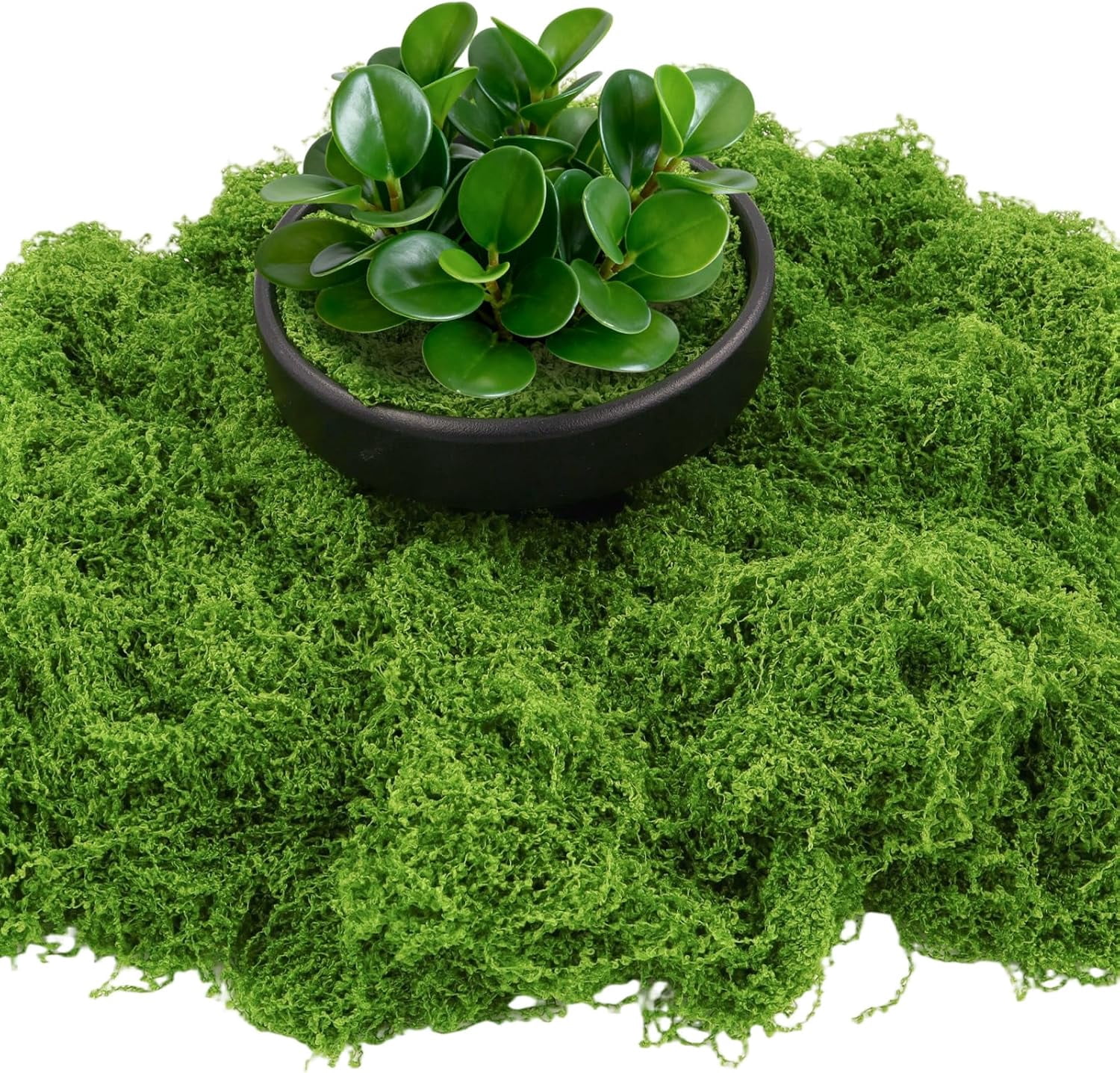 Artificial Moss 10.6oz – Fake Green Moss for Crafts, Potted Plants, Fairy Garden Decor, DIY Table Centerpieces, Wedding Party Decoration