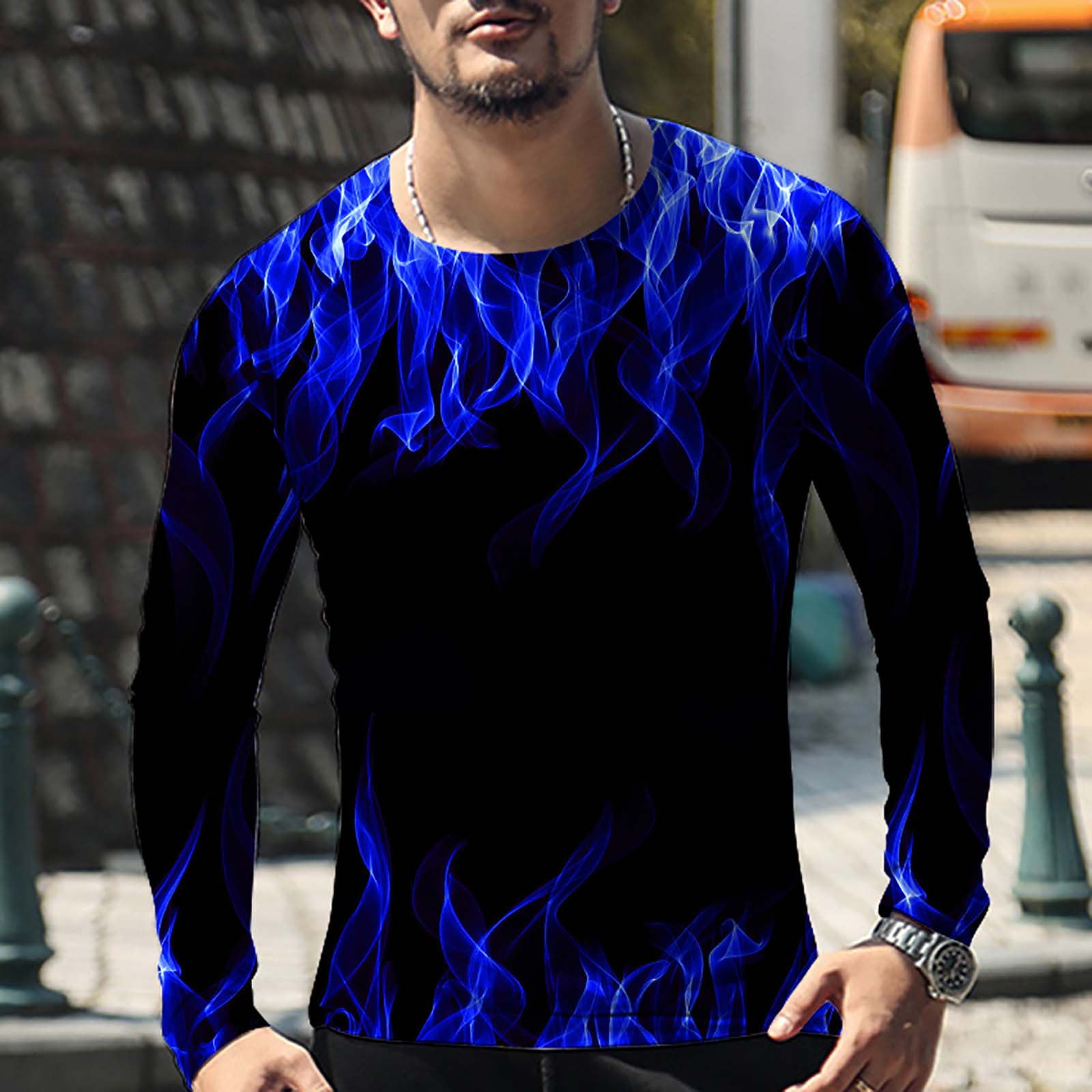 Stamzod 3D Flame Tie-dye Printed Men's Fashion T-Shirts Spring