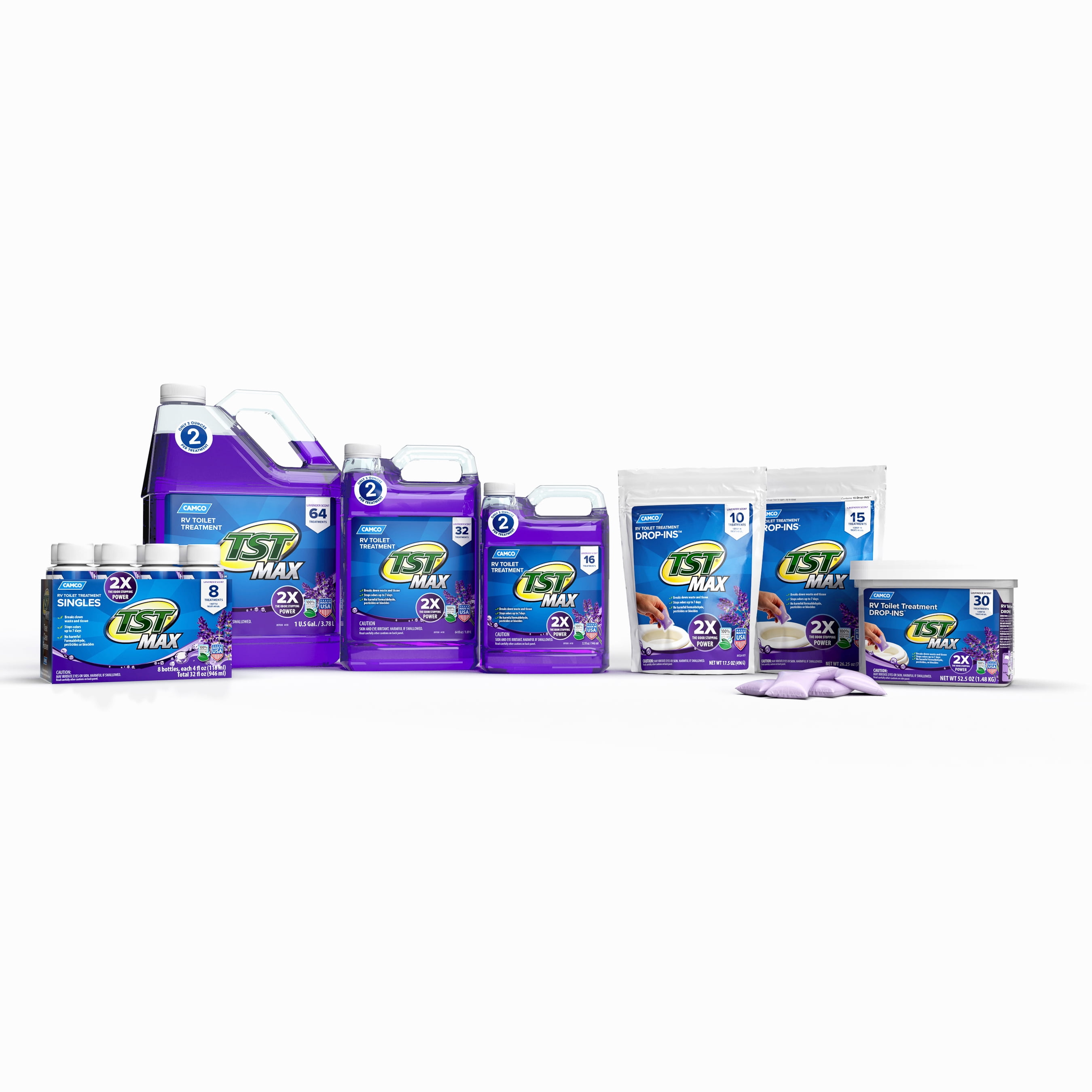 (2 pack) Camco TST MAX RV Toilet Treatment Drop-Ins - Septic Safe - Lavender, 15 Count (41559)