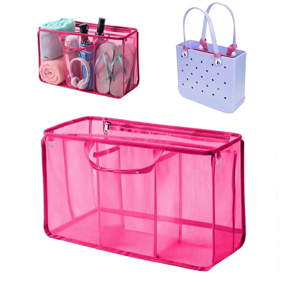 Oudizz Purse Organizer Insert, Felt Tote Bag Organizer Insert, Handbag Dividers for Inside Purse, Hot Pink, Small
