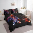thumbnail image 4 of Homewish Hockey Sport Lover 7pcs Bedding Comforter Set,Watercolor Splatter Ink Queen Bedding Sets,Red Blue Black Queen Sheet Sets For Kids Boy,Microfiber Bedroom Decor Reversible, 4 of 9