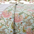 thumbnail image 6 of Cozy Line Aregada Floral Cotton 3-piece Reversible Quilt Bedding Set King French Country, Cottage Green, 6 of 6