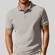 thumbnail image 2 of Camisa de manga corta con solapa para hombre - Color liso informal de negocios - Poliéster, corte holgado, tallas M-XXXXL, 2 of 4
