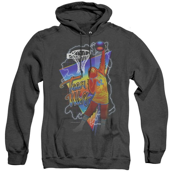 Teen Wolf Electric Wolf Adult Heather Hoodie Sweatshirt Black