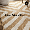 thumbnail image 4 of Jaipur Art And Craft Brown White Border Indian Handmade Fiber Rectangle Jute Area Rug (2x6 Sq ft), 4 of 5