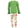 thumbnail image 4 of Unique Baby Girls Christmas Reindeer Kisses Legging Set Outfit (8Y, Green), 4 of 5