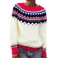 thumbnail image 3 of sususu Fall Sweaters for Women Ethnic Argyle Sweaters Colorful Striped Long Sleeve Crewneck Pullover Jumper Top,A01-Red,XXXXL, 3 of 5
