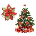 thumbnail image 4 of 1 Pcs Christmas Poinsettia Artificial Flowers Decorations,5.7 Inch Christmas Tree Wreaths Garland Decoration,Glitter Flowers Picks Decor,Glitter Christmas Flowers,(Red,5.7 in), 4 of 4