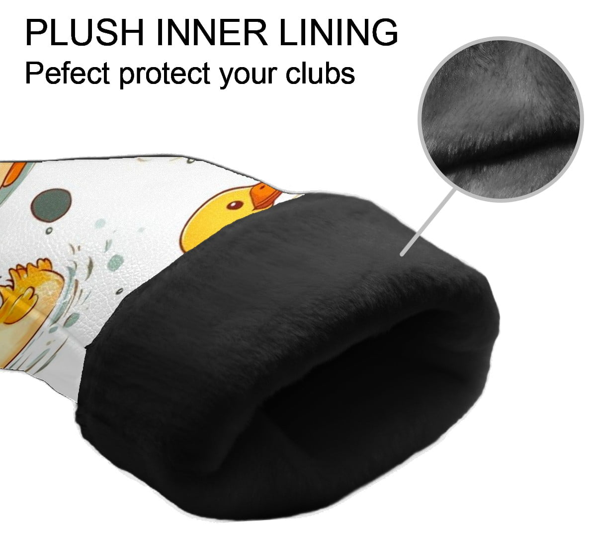 Golf Head Covers Duck Pattern for Driver, Wood & Hybrid, Premium Waterproof PU Leather with Plush Lining, Cute Animal Golf Gifts
