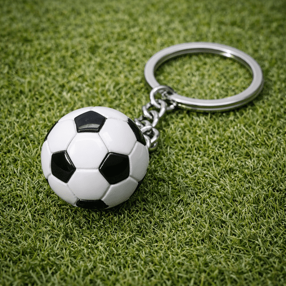 Mini Soccer Ball PVC Keychain with Polished Finish, Solid Football Key Ring with Durable Metal Chain, Sports Backpack Charm Soccer Gift for Players Fans Coaches