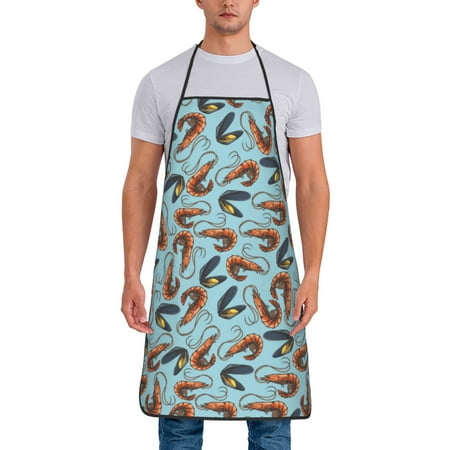 

Apron for Men Women Shrimp No.9067 Waterproof Chef Kitchen Baking Apron with Long Ties Aprons for Cooking Baking and Gardening Kitchen Collection