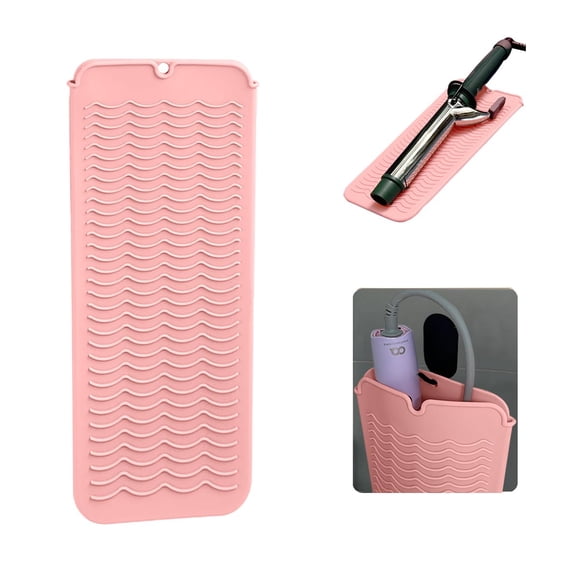 Alfombrilla de silicona resistente al calor con orificio para colgar, alisadora, alfombrilla de viaje resistente al calor y bolsa para rizador, plancha y otras herramientas de peinado calientes, 11 x