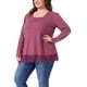 thumbnail image 4 of Blusas de manga larga de talla grande Agnes Orinda para mujeres, túnica de cuello cuadrado, blusa de otoño e invierno con dobladillo de encaje 4X fucsia, 4 of 5