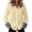Beige, variant on QASIEATN Womens Oversized Shirts Long Sleeve Mock Turtleneck V Neck Button Down Denim Pullover Shirts