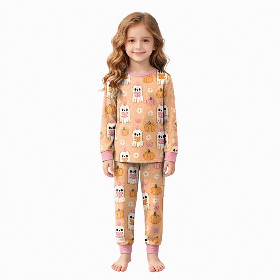 Gerichy Halloween Boys Girls 2 Peice Pajamas Sets Hallowmas Graphic Long Sleeve Sleepwear Tops Pants Pjs Set for Kids Cozy Loungewear Homewear 2T-9T